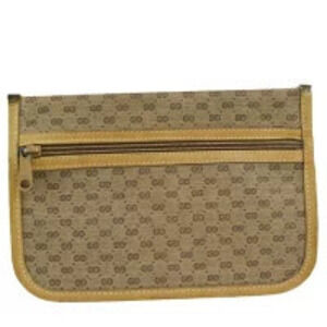 Gucci Pouch Clutch Bag GG Brown Leather